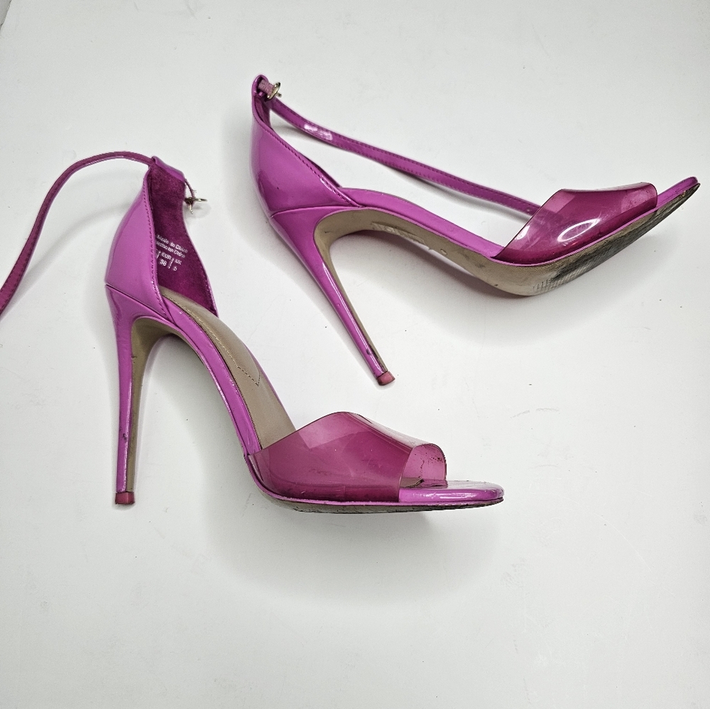 Aldo Bubble Gum Pink Stiletto High Heel Shoes Ankle Strap Size 7.5